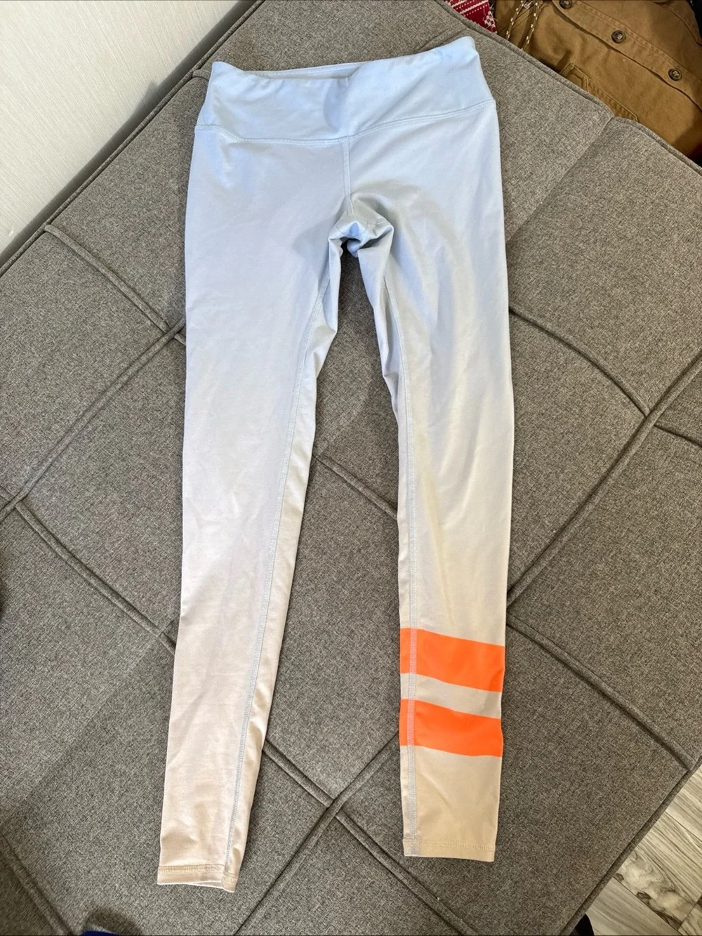 Alo Yoga Leggings Womens XS Blue Ombre Neon Orange Stripe Activewear